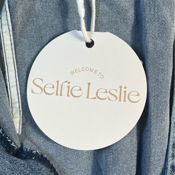 Selfie Leslie Side Zip Blue Denim Mini Sleeveless Dress Small NWT - Picture 12 of 14